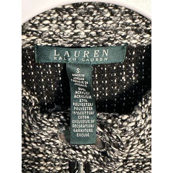 Lauren Ralph Lauren Sz S Full Zip Tweed Boucle Moto Jacket Mock Neck Zip Pockets - Picture 5 of 10
